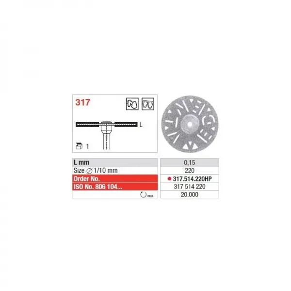 Disc diamantat pe ambele fete perforat inel galben Edenta 317.514.220hp