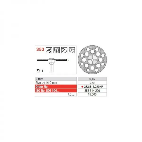 Disc diamantat pe ambele fete perforat inel galben Edenta 353.504.220hp